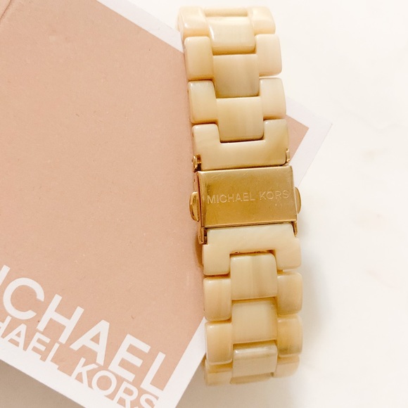 Gold Ivory horn watch with Quartz, mother of pearl - Picture 4 of 6